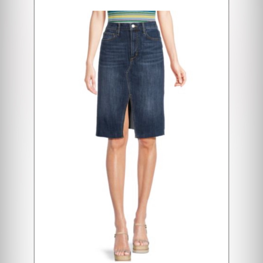 Joe’s Front Vent Denim Skirt Raw Edge Olga Size 31 (12) NWT